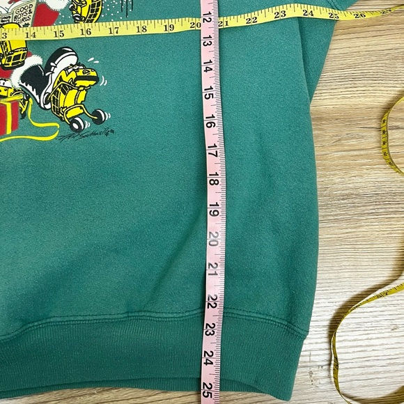 Vintage 90s Lee Christmas North Pole Daily Sweatshirt Crewneck  Green - Size XL - Picture 6 of 7